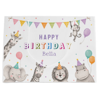 Bolsa De Regalo Grande Animales de Fiesta Personalizados Safari Cumpleaño
