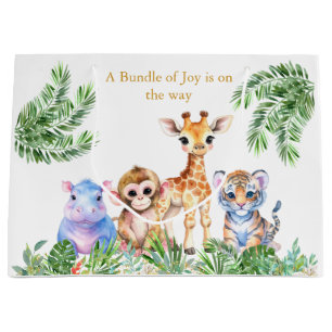 Bolsa De Regalo Grande Animales del bebé de la selva tropical