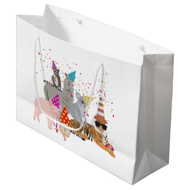Bolsa De Regalo Grande Animales fiestas (Angulo Anverso)