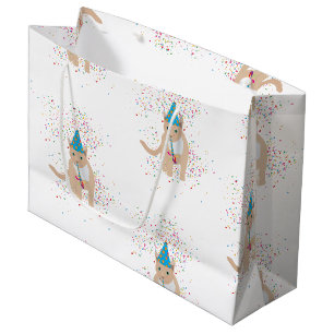 Bolsa De Regalo Grande Animales gatos divertidos que tienen un Fiesta
