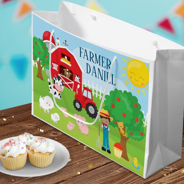 Bolsa De Regalo Grande Animales, granjeros y tractores de Personalizado C (Subido por el creador)