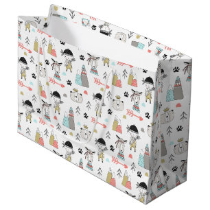 Bolsa De Regalo Grande Animales lindos del arbolado y modelo indio del