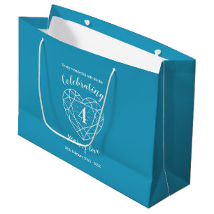Bolsa De Regalo Grande Aniversario azul topaz 4 años personalizado