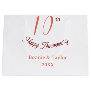 Bolsa De Regalo Grande aniversario de bodas 10º melocotón pastel nombre r