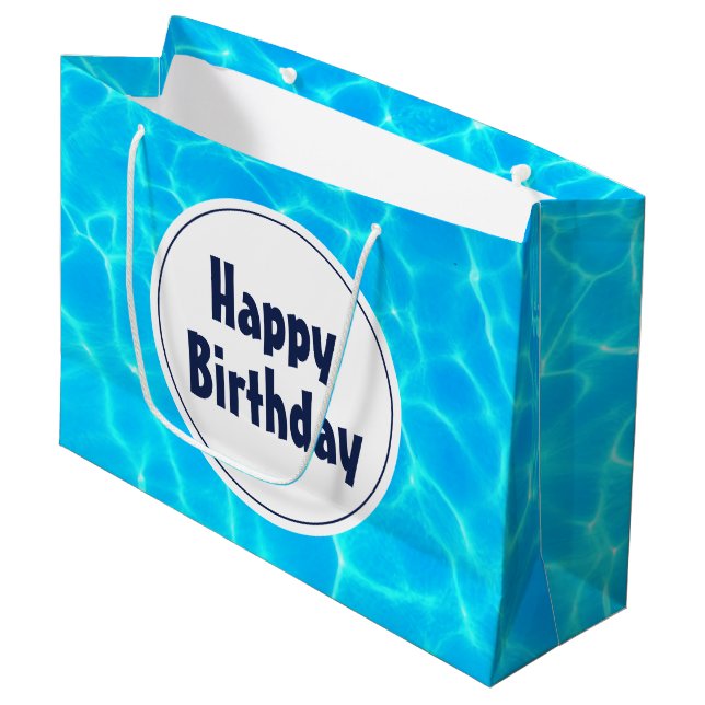 Bolsa De Regalo Grande Aniversario de la foto del agua de la piscina azul (Angulo Anverso)