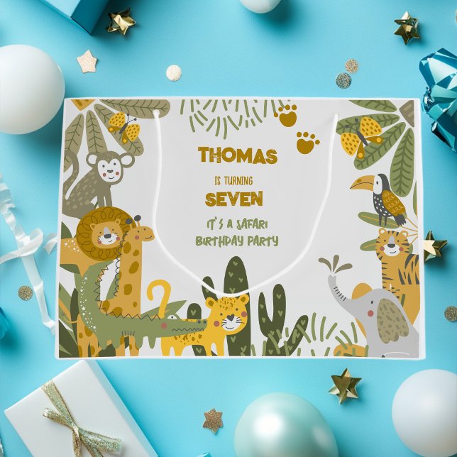 Bolsa De Regalo Grande Aniversario de niños salvajes de safari (Subido por el creador)