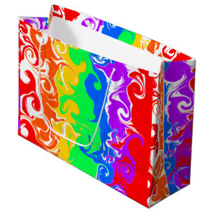 Bolsa De Regalo Grande Aniversario del arte del fluido del arcoiris