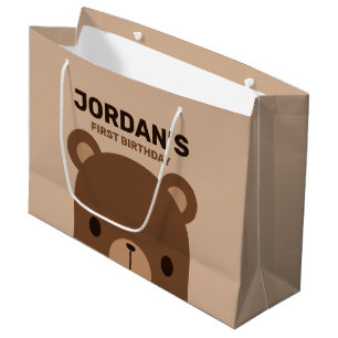Bolsa De Regalo Grande Aniversario del Oso Marrón Pequeño