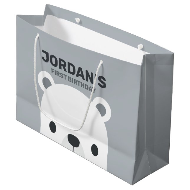 Bolsa De Regalo Grande Aniversario del Oso Polar Pequeño (Angulo Anverso)