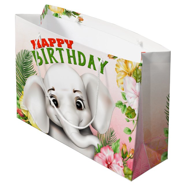 Bolsa De Regalo Grande Aniversario del Safari de la Selva Elefante (Angulo reverso)