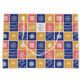 Bolsa De Regalo Grande Año Nuevo Colorido Moderno Personalizado Dibujado 