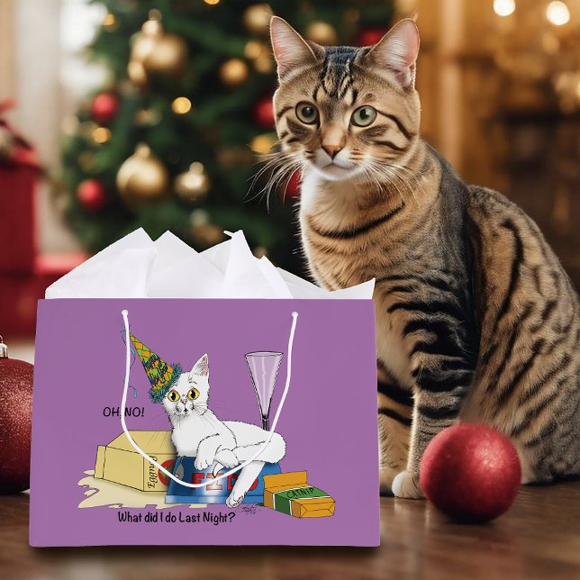 Bolsa De Regalo Grande Año Nuevo Eve Cat Funny (Subido por el creador)