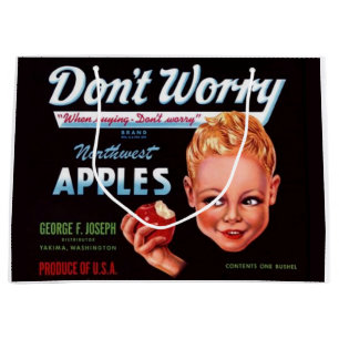 Bolsa De Regalo Grande Años 1930 No te preocupes marca manzanas etiqueta