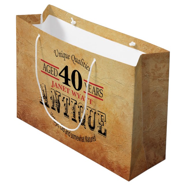 Bolsa De Regalo Grande Antiguo cualquier cumpleaños de edad (Angulo Anverso)