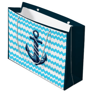 Bolsa De Regalo Grande Anuncio azul con olas azules