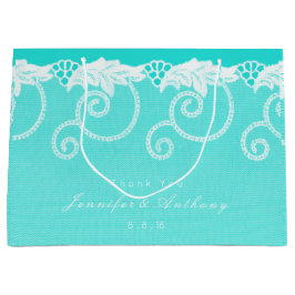 Bolsa De Regalo Grande Aqua Blue Ocean Royal Lace personalizada