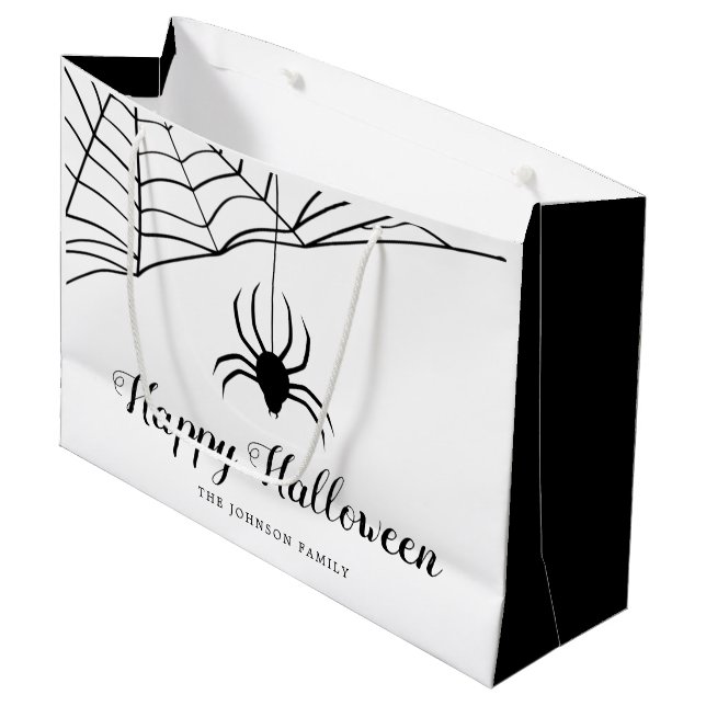 Bolsa De Regalo Grande Araña negra feliz Halloween (Angulo Anverso)