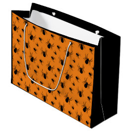 Bolsa De Regalo Grande Arañas Patrón de Halloween Negro y Naranja