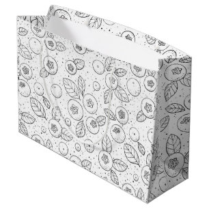 Bolsa De Regalo Grande Arándanos azules en blanco y negro