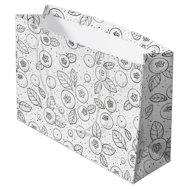 Bolsa De Regalo Grande Arándanos azules en blanco y negro (Angulo reverso)