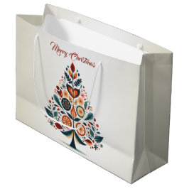 Bolsa De Regalo Grande Árbol Colorido Fiesta de Navidad Arte Folclórico E