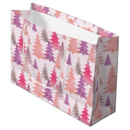 Bolsa De Regalo Grande Árbol de Navidad con Estampado de Rubor Rosa Brill