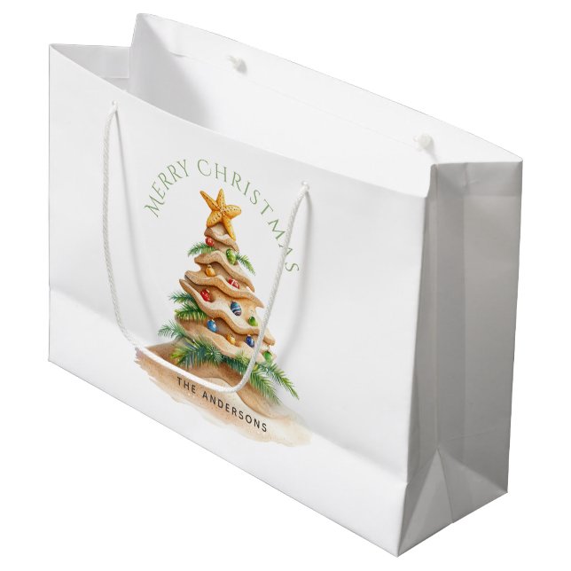 Bolsa De Regalo Grande Árbol de Navidad Cuaderno Tropical Beach (Angulo Anverso)