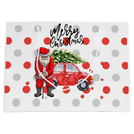 Bolsa De Regalo Grande Árbol de Navidad de golf en coche rojo con Santa C