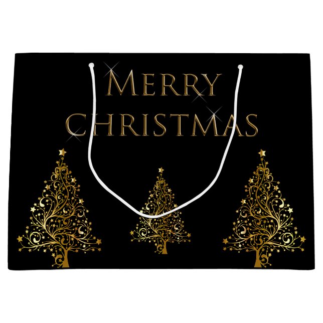 Bolsa De Regalo Grande Árbol de Navidad dorado (Anverso)