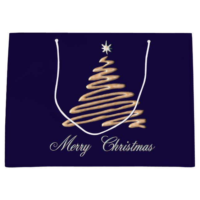 Bolsa De Regalo Grande Árbol de Navidad dorado (Anverso)