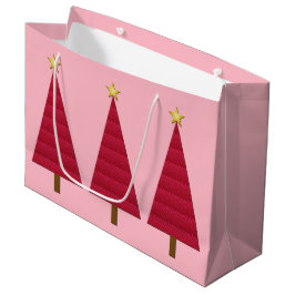 Bolsa De Regalo Grande Árbol de Navidad moderno de damasco rojo intenso