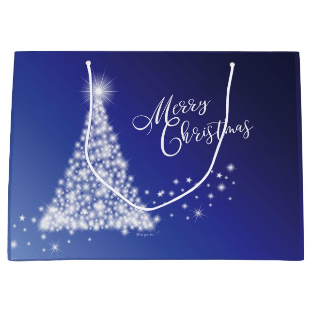 Bolsa De Regalo Grande Árbol de navidad navideña de navidad con estrellas (Anverso)