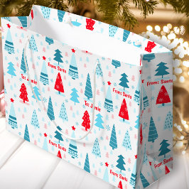 Bolsa De Regalo Grande Árbol de Navidad Nombre Nórdico Simple Rojo Azul