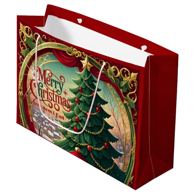 Bolsa De Regalo Grande Árbol de Navidad Ornate (Angulo Anverso)