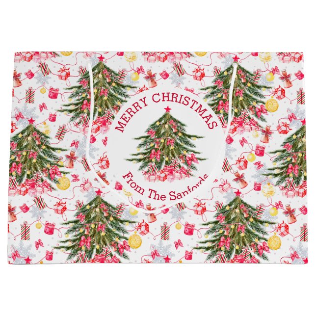 Bolsa De Regalo Grande Árbol de navidad personalizado (Anverso)