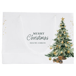 Bolsa De Regalo Grande Árbol elegante de acuarela estrellas fiesta de Nav