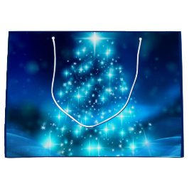 Bolsa De Regalo Grande Árbol moderno de Navidad azul eléctrico con luces