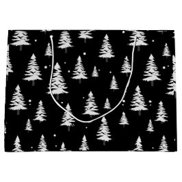 Bolsa De Regalo Grande Árbol negro y blanco de Navidad