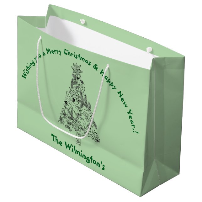 Bolsa De Regalo Grande Árbol verde festivo (Angulo Anverso)