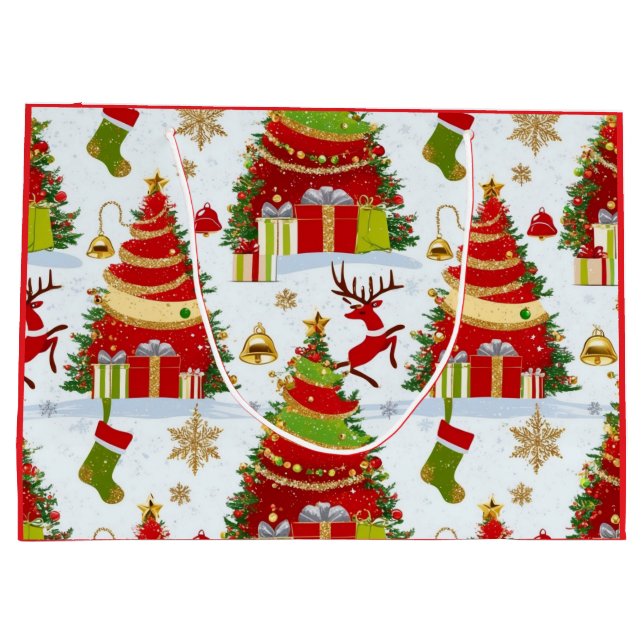 Bolsa De Regalo Grande Árboles de Navidad (Reverso)
