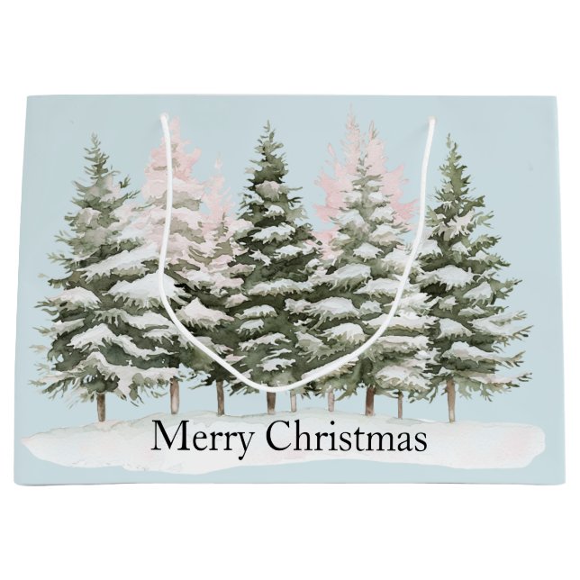 Bolsa De Regalo Grande Árboles de Navidad azules (Anverso)