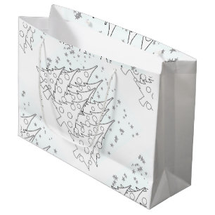 Bolsa De Regalo Grande Árboles de Navidad Blancos