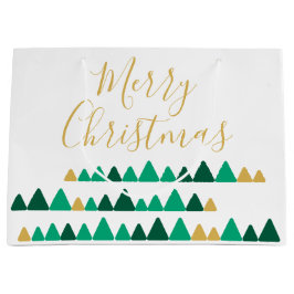 Bolsa De Regalo Grande Árboles de Navidad de Bosques Verdes y Dorados Lin