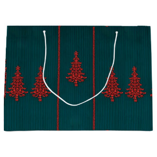 Bolsa De Regalo Grande Árboles de Navidad de Cristal Verde Azul y Rojo