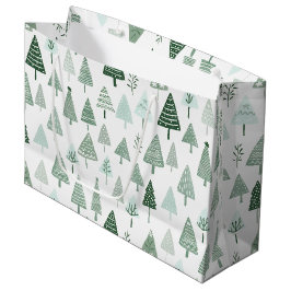 Bolsa De Regalo Grande Árboles de Navidad modernos blancos y verdes