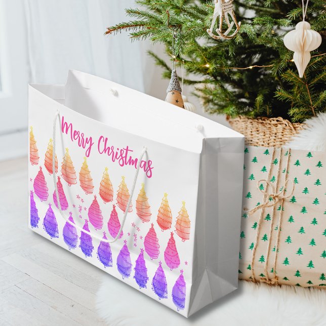 Bolsa De Regalo Grande Árboles de Navidad rosados (Subido por el creador)