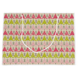 Bolsa De Regalo Grande Árboles de Navidad rosados y verdes