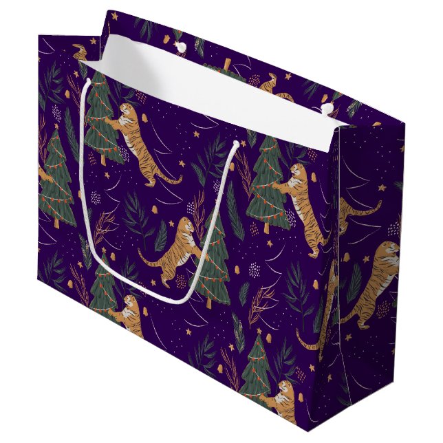 Bolsa De Regalo Grande Árboles de Navidad y antecedentes de patrón de tig (Angulo Anverso)