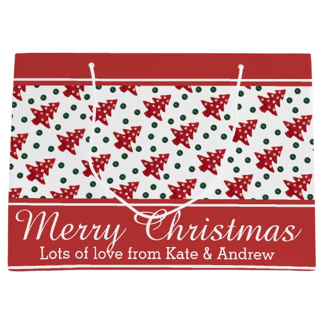 Bolsa De Regalo Grande Árboles de navidad y botones del arte (Anverso)