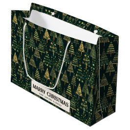 Bolsa De Regalo Grande Árboles de pino y estrellas Personalizado verde Fe